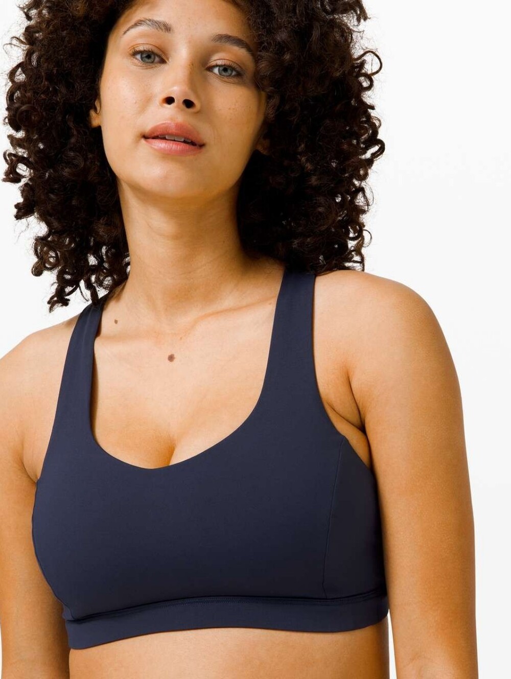 Lululemon Free to Be Serene Bra Size 8 Navy Blue Pink Strappy Criss Cross Back - Picture 3 of 8